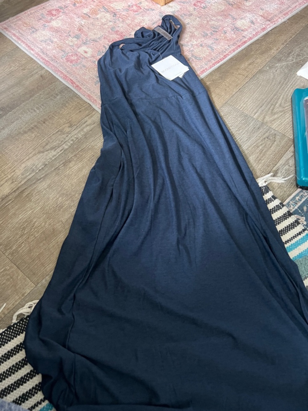 Nwt Beyond Yoga Tank Dress Womens Small Blue Square Neck Midi Athleisure Summer - Picture 9 of 14
